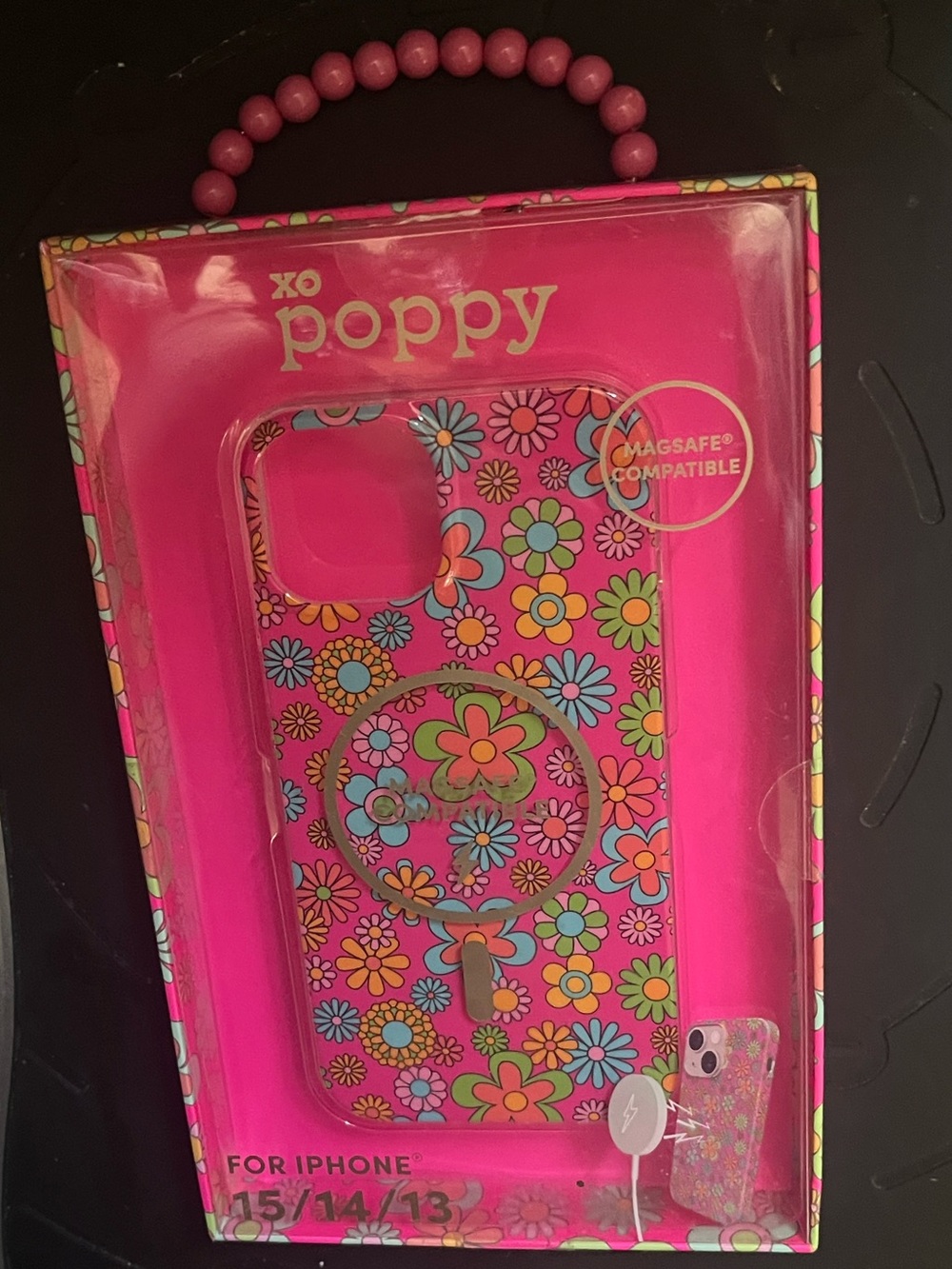 POPPY Pink Floral MagSafe Compatible iPhone Case 13/14/15 NEW NIB